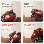Eureka Forbes Quick Clean DX Vacuum Cleaner with 1200 Watts Powerful Suction Control, 3 Free Reusable dust Bag worth Rs 500, comes with multiple acces