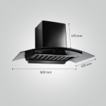 GLEN 90 cm 1500m3/hr Auto-Clean Filterless Curved Glass Kitchen Chimney With Motion Sensor+Touch Controls (Senza Turbo Black)